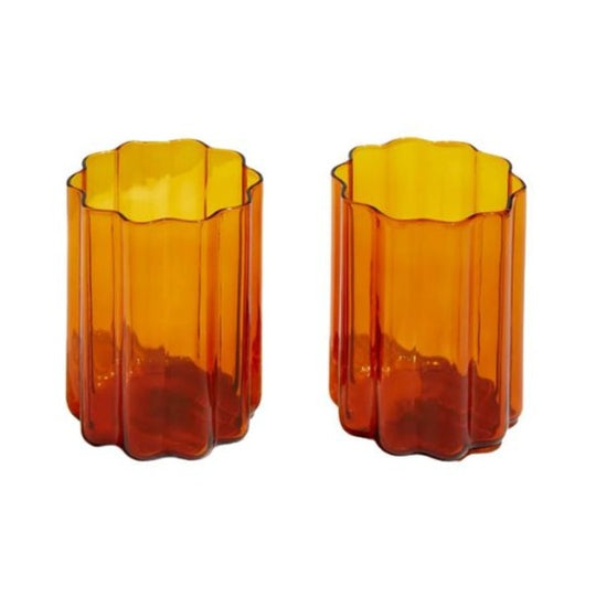 Wave Glass Set of 2, Amber
