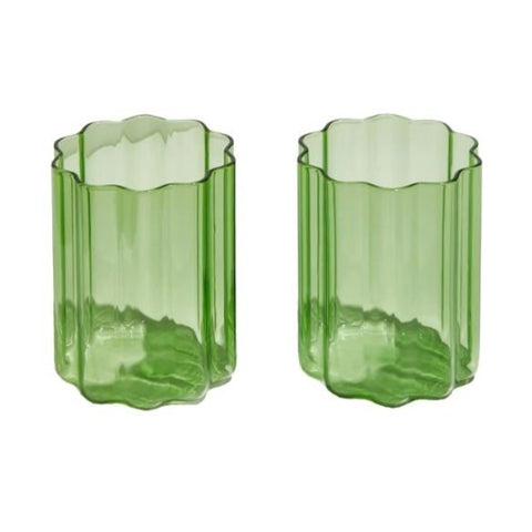 Wave Glass Set of 2, Green