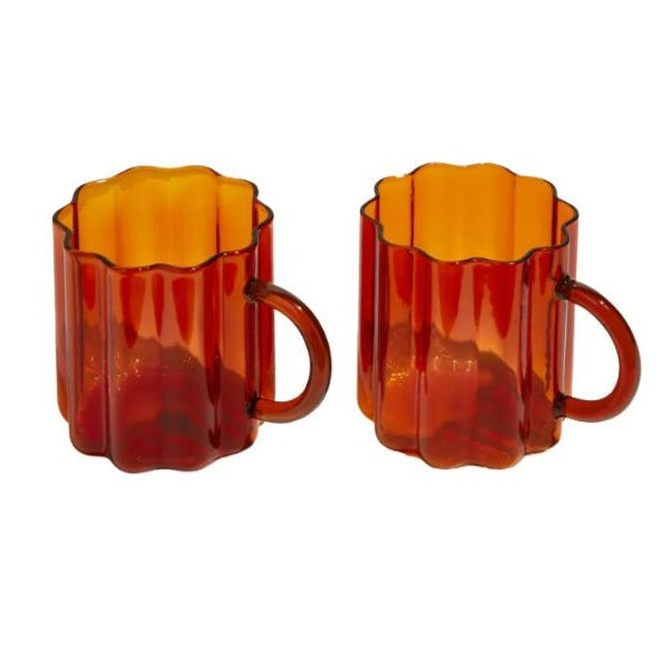 Wave Mug Set of 2, Amber