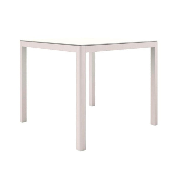 Polo/Ella Square Dining Table, White Aluminum, 35"W x 35"D