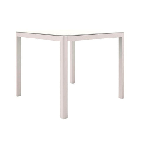 Polo Square Dining Table, White Aluminum, 35"W x 35"D
