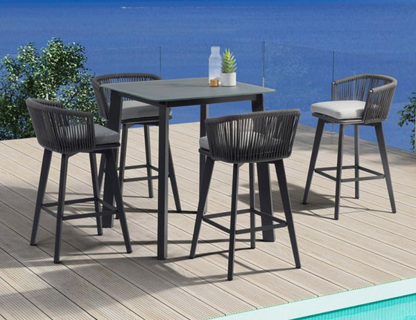 Diva Anthracite Bar Square Table, Dark Grey, 36"W x 36"D x 40"H