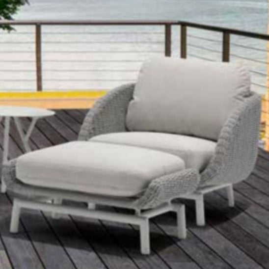 Scoop Occasional Chair with Optional Ottoman, Light Grey Aluminum