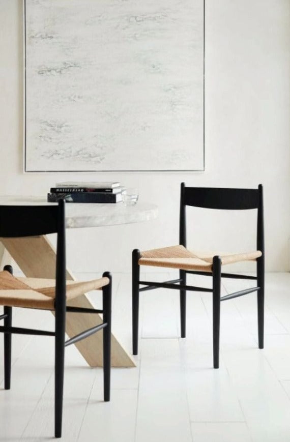 Audra Dining Chair- Natural Papercord w/ Black Teak Wood
