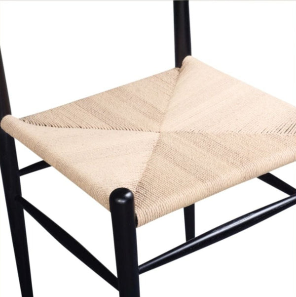 Audra Dining Chair- Natural Papercord w/ Black Teak Wood