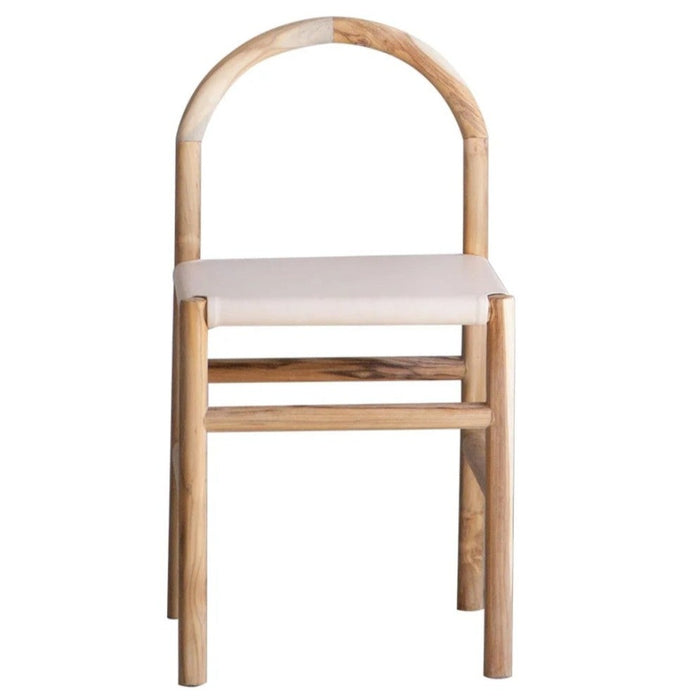 Ava Dining Chair, Blush Leather w/ Natural Teak Wood