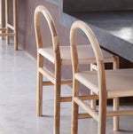 Ava Dining Chair, Blush Leather w/ Natural Teak Wood