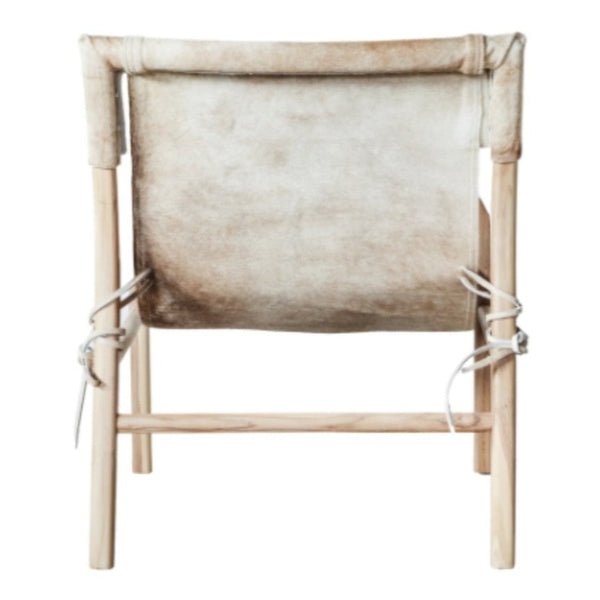 Avril Accent Chair, Cowhide and Natural Teak Wood