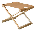 Bria Ottoman in Camel Leather & Natural Teak Wood