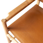 Claire Dining Chair, Camel Leather w/ Natural Teak Wood