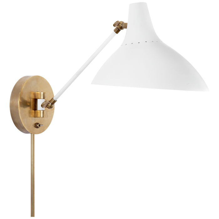 Charlton Wall Light, White & Antique Brass