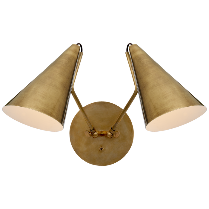 Clemente Double Sconce, Antique Brass