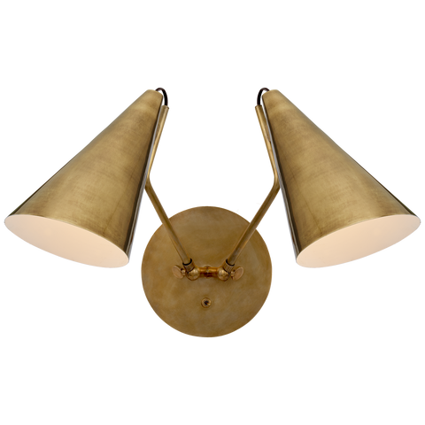 Clemente Double Sconce, Antique Brass