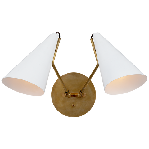 Clemente Double Sconce, Matte White Shades
