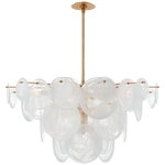 Loire Chandelier - Gild & White Strie Glass