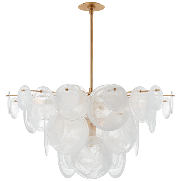 Loire Chandelier - Gild & White Strie Glass