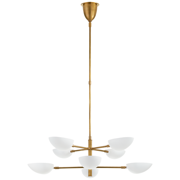 Graphic Two-Tier Chandelier, Antique Brass & Matte White