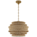 Antigua Drum 22" Chandelier - Antique Burnished Brass & Natural Abaca, Small