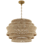 Antigua 30" Drum Chandelier - Antique Burnished Brass & Natural Abaca, Medium