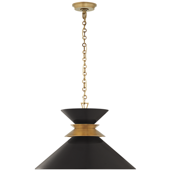 Alborg Stacked Pendant, Antique Burnished Brass & Matte Black
