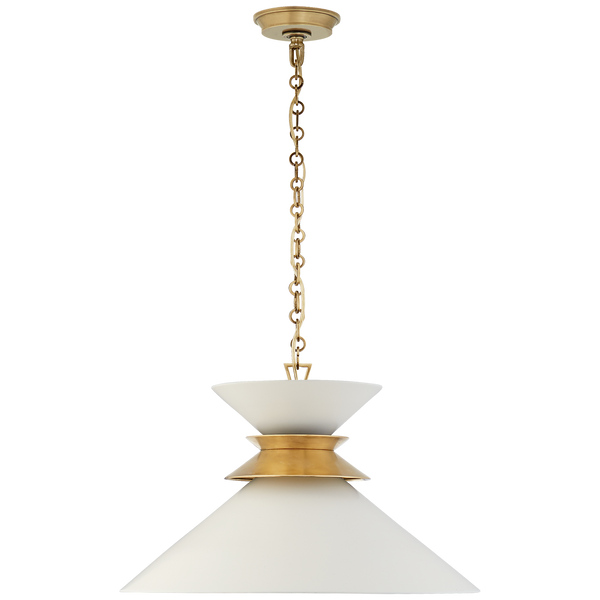 Alborg Stacked Pendant, Antique Burnished Brass & Matte White
