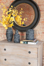 Winchester Round Wooden Mirror-Aged Black and Gold, 35" x 3" x 35"