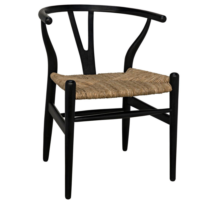 Zola Chair with Rush Seat, Charcoal Black