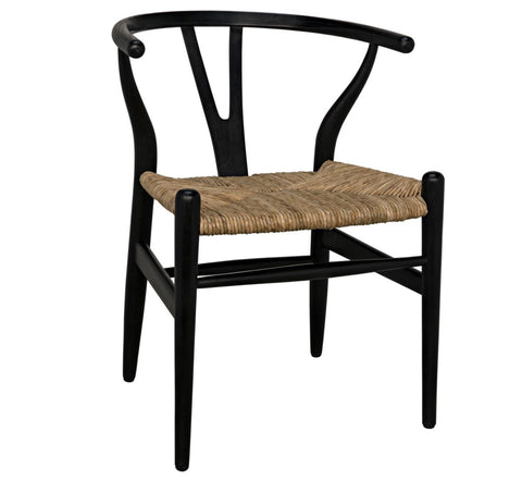 Zola Chair with Rush Seat, Charcoal Black