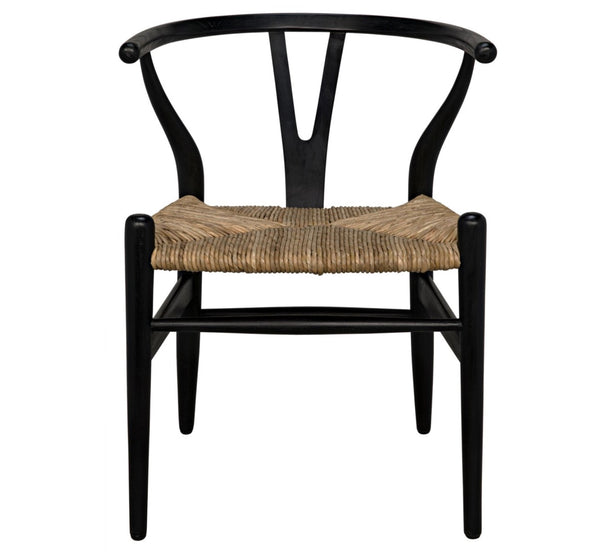 Zola Chair with Rush Seat, Charcoal Black