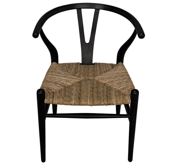 Zola Chair with Rush Seat, Charcoal Black