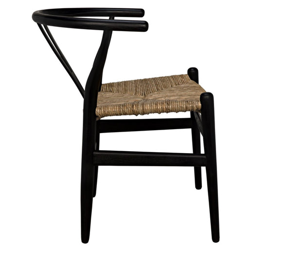 Zola Chair with Rush Seat, Charcoal Black