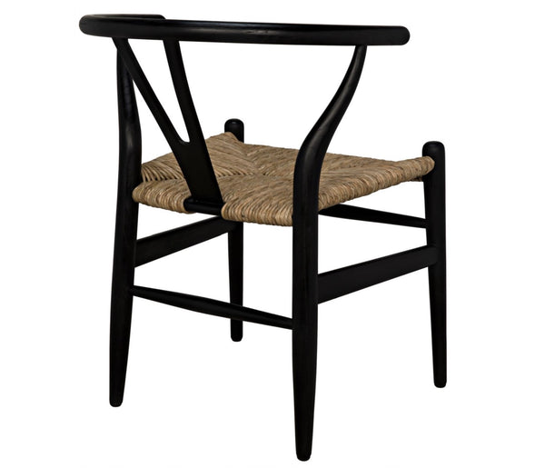 Zola Chair with Rush Seat, Charcoal Black