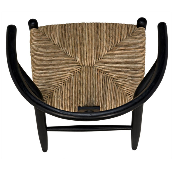 Zola Chair with Rush Seat, Charcoal Black