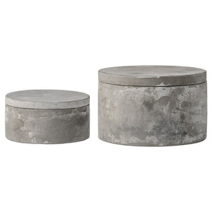 Cement Boxes With Lids, Set of 2