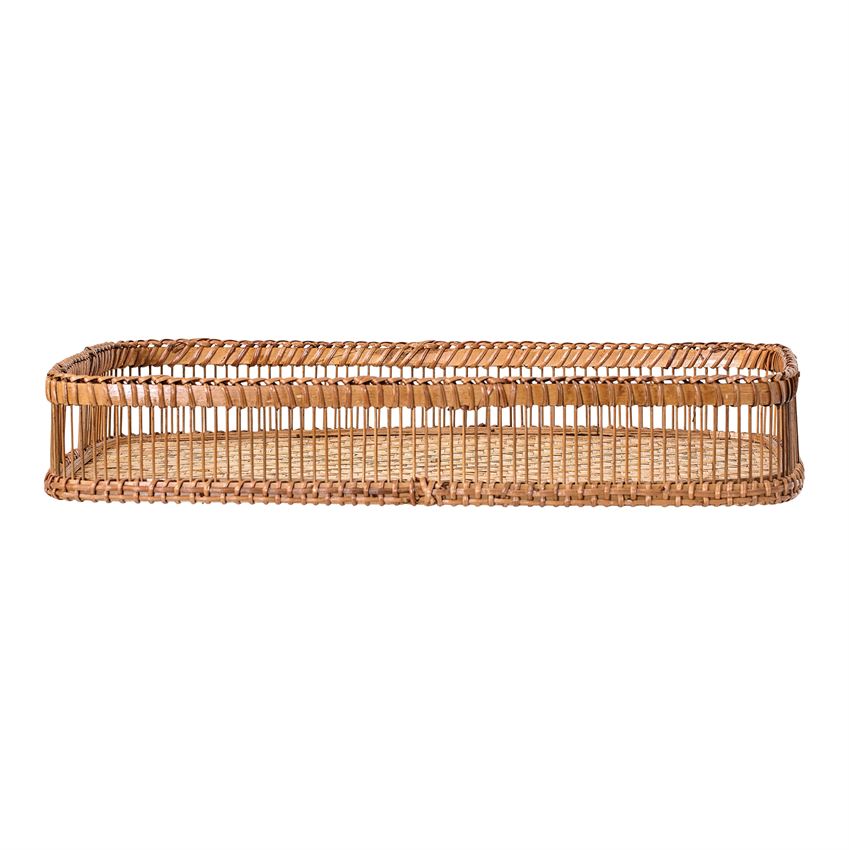 Decorative Bamboo Tray With Handles, Natural