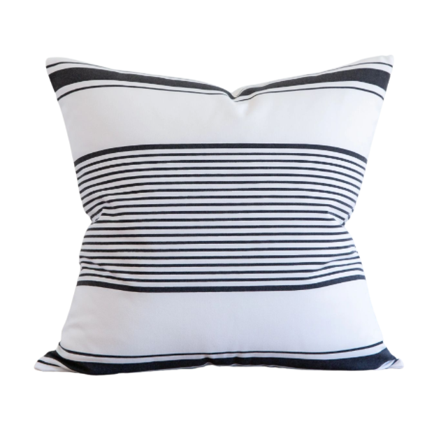 Charcoal Milo Stripe Indoor/Outdoor Pillow, 22" x 22"