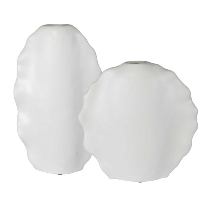 Ruffled Feathers Vases White, 2 Sizes