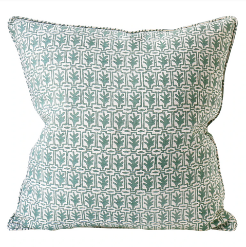 Cassis Celadon Linen Cushion, 22" x 22"