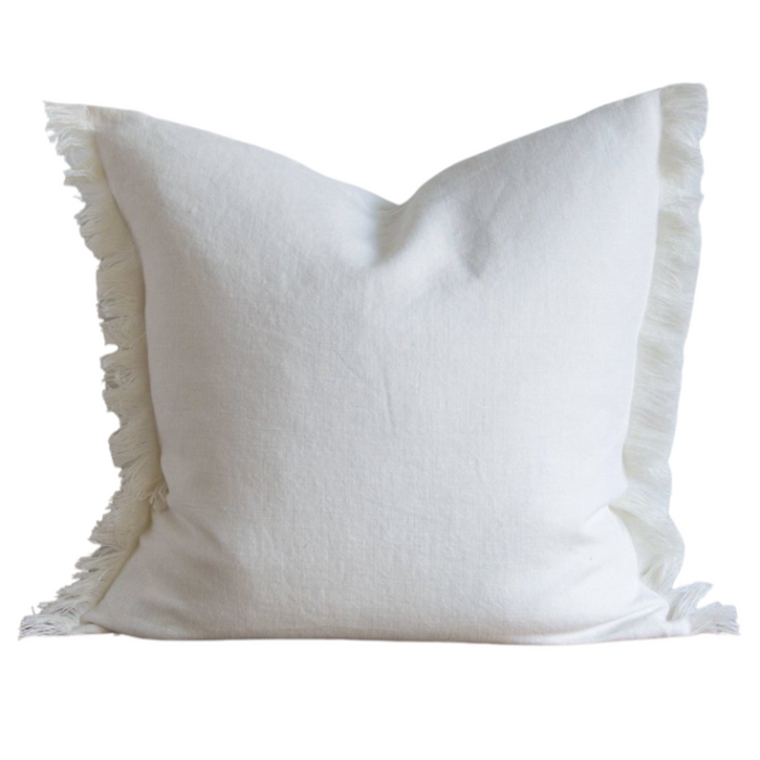 White Belgian Linen Fringe, 22" x 22"