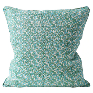 Arles Emerald Linen Cushion, 22" x 22"