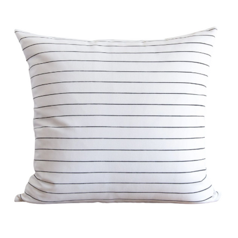Charcoal Light Mini Stripe Indoor/Outdoor Pillow, 22" x  22"
