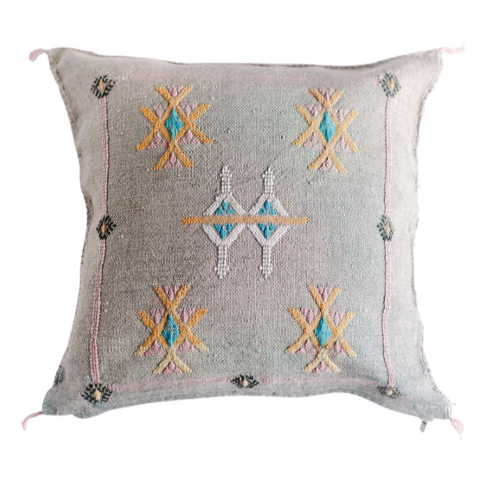 Cactus Silk Pillow, Grey