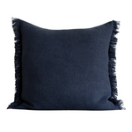 Denim Blue Belgian Linen Fringe (Euro), 26" x 26"