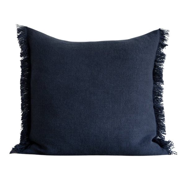 Denim Blue Belgian Linen Fringe (Euro), 26" x 26"