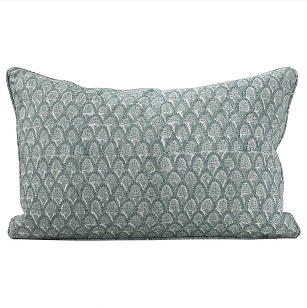 Scopello  Celadon Linen Cushion. 14" x 22"
