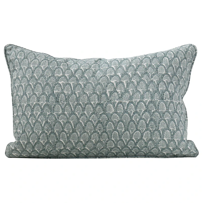 Scopello  Celadon Linen Cushion. 14" x 22"