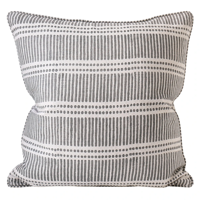 Dash Dot Mud Linen Cushion, 22" x 22"