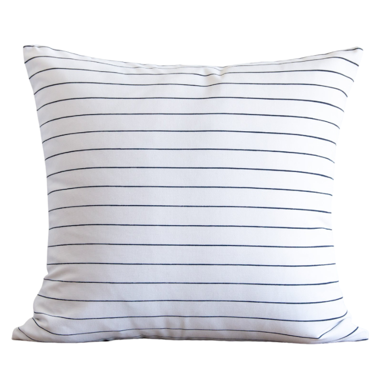 Navy Light Mini Stripe  Indoor/Outdoor Pillow, 22" x  22"