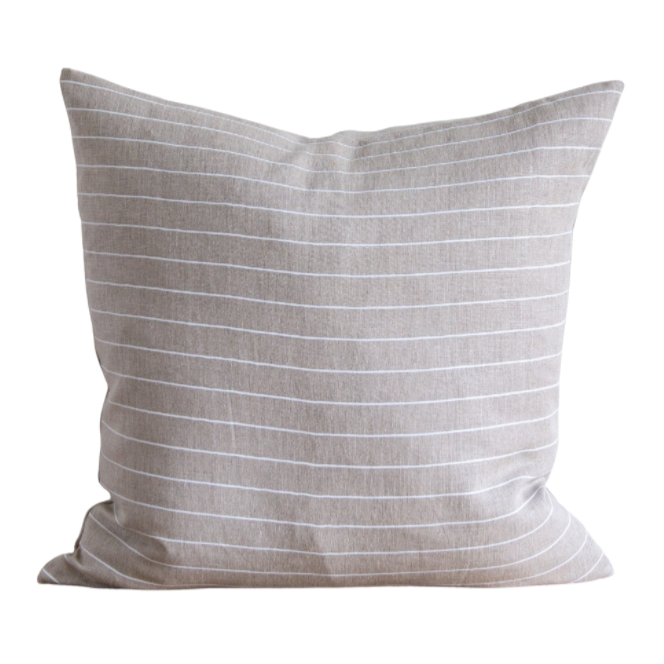Grey Mini Stripe Indoor/Outdoor Pillow, 22" x  22"