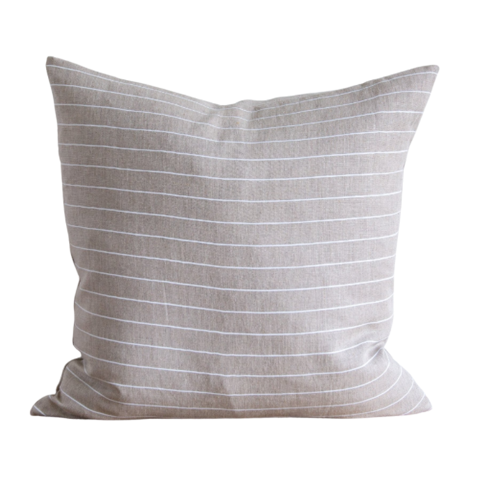 Mini Stripe Light on Natural/White Pillow, 22" x 22"